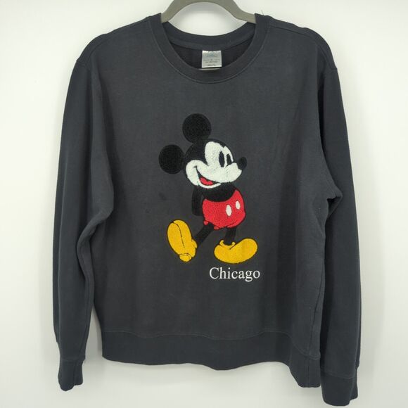 Vintage Disney Mickey Mouse Chicago Embroidered Crewneck Sweatshirt Size  M - Picture 1 of 10